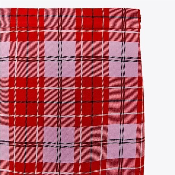 NET Zara Red/Pink Check Pencil Skirt - Picture 7 of 10